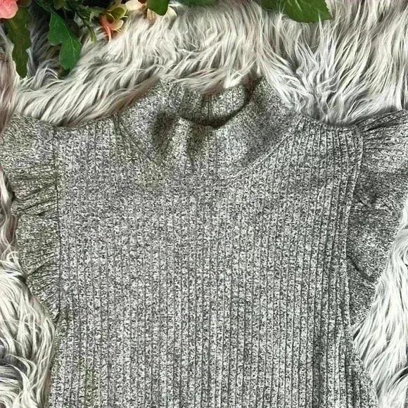 Free People The Betsey Crop Grey Ribbed Butterfly Sleeve Crop Top, XS - Picture 8 of 15